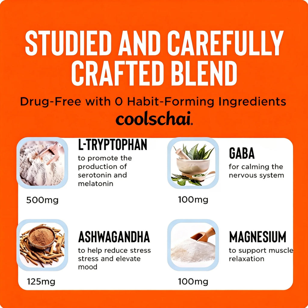 Coolschai sömnmedel: Melatonin, magnesium och ashwagandha för vuxna