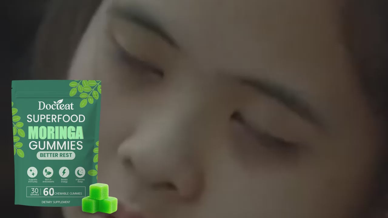 Gomitas Docteat Moringa para el sueño: suplemento dietético herbal para la relajación nocturna, vegano y con ingredientes naturales, 60 unidades